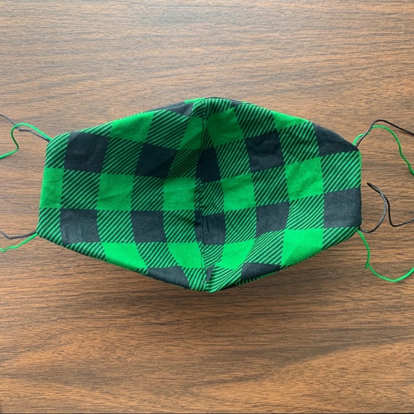 Green Plaid Face Mask - Picture 2 of 4